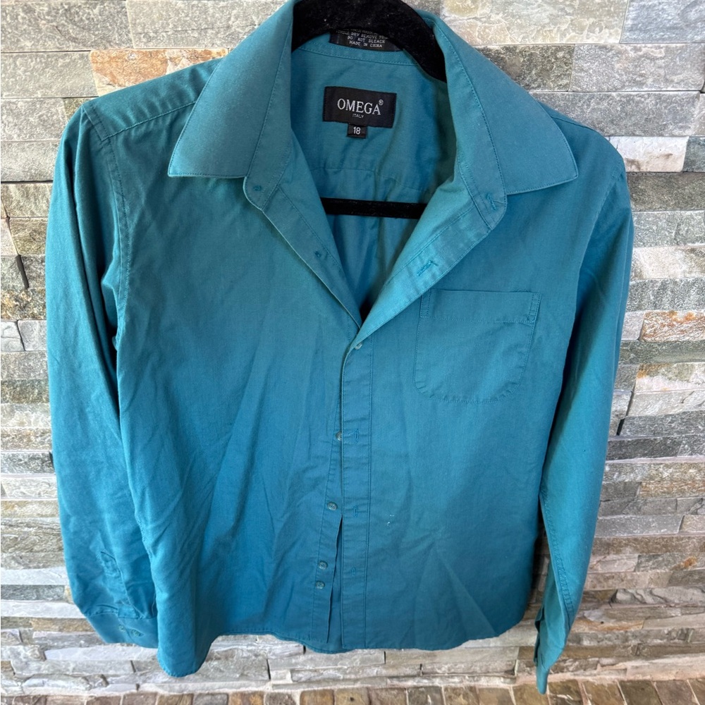 Omega Turquoise Shirt with Black Accents
